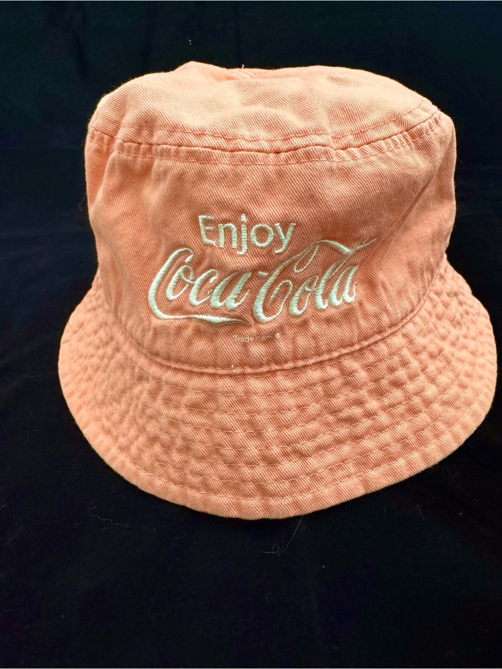 Divided Peach Coca-Cola Embroidered Bucket Hat